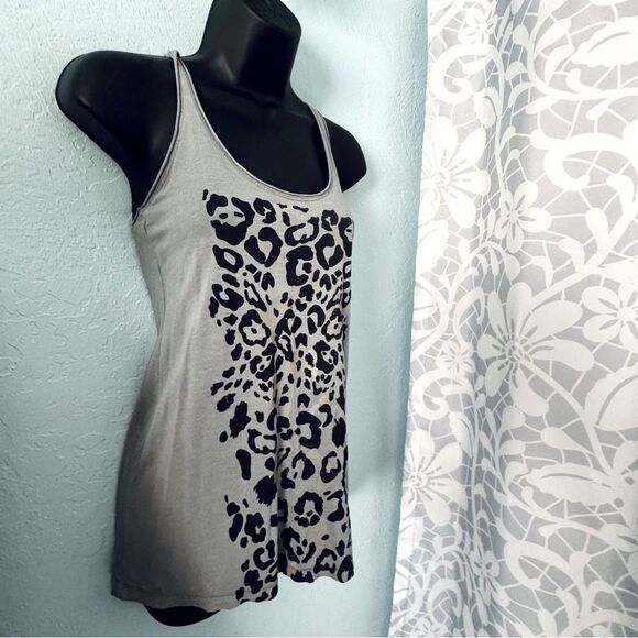 Unbranded Gray & Black  Leopard Print Racer Back Tank Top Size XS - Picture 3 of 5